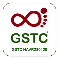 Logo con simbolo infinito e testo GSTC verde.