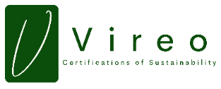 Logo di Vireo, certificazioni di sostenibilità, con design verde e moderno.